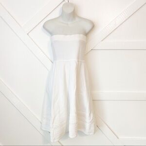 Parker Misty Strapless Knit Textured Cutout Flared Mini Dress White Sz Small